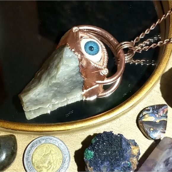Hand Crafted Jewelry - 'Be Gone' Sodalite & Quartz Copper Necklace